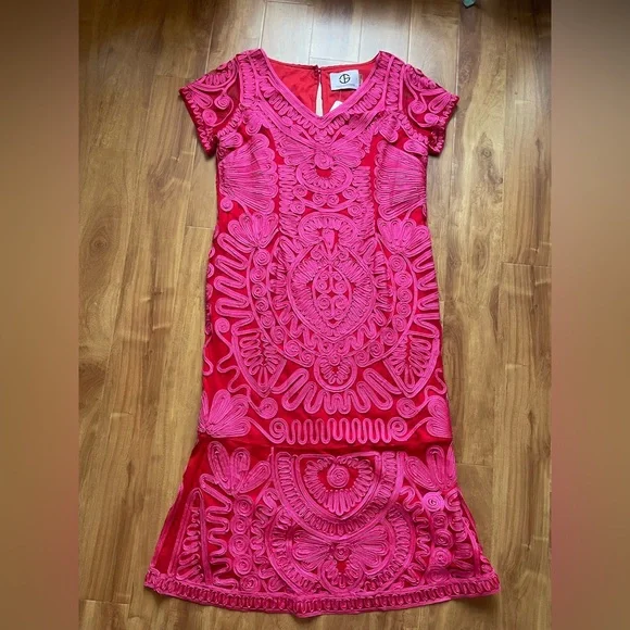 JS Collections Pink Ruffled Maxi Gown - Picture 7 of 15